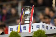 8 April 2017; The Division 3 cup rests on the podium during the Allianz Football League Division 3 Final match between Louth and Tipperary at Croke Park in Dublin. Photo by Ray McManus/Sportsfile