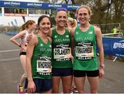 9 April 2017; Ireland's Catherine Whoriskey, left, Kerry O'Flaherty, centre, and Laura O'Shaughnessy, right, following the Great Ireland Run at Phoenix Park, in Dublin. Photo by Seb Daly/Sportsfile