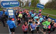 9 April 2017; A general view of runners at the start of the Great Ireland Run 5k at Phoenix Park, in Dublin. Photo by Seb Daly/Sportsfile