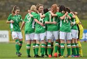 9 April 2017; Republic of Ireland captain Jamie Finn joins her team-mates ahead of the UEFA Women's Under 19 European Championship Elite Round match between Republic of Ireland and Finland at Markets Field, in Limerick. Photo by Eóin Noonan/Sportsfile
