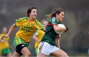 9 April 2017; Grace Kelly of Mayo in action against Grainne Houston of Donegal during the Lidl Ladies Football National League Division 1 Refixture match between Donegal and Mayo at St Mary's GAA Club, in Convoy, Co. Donegal. Photo by Sam Barnes/Sportsfile
