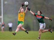 9 April 2017; Shannon McGroddy of Donegal in action against Martha Carter of Mayo during the Lidl Ladies Football National League Division 1 Refixture match between Donegal and Mayo at St Mary's GAA Club, in Convoy, Co. Donegal. Photo by Sam Barnes/Sportsfile