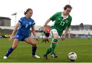 9 April 2017; Derbhaile Beirne of Republic of Ireland in action against Saara Lappalainen of Finland during the UEFA Women's Under 19 European Championship Elite Round match between Republic of Ireland and Finland at Markets Field, in Limerick. Photo by Eóin Noonan/Sportsfile