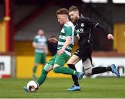 9 April 2017; Conor English of Evergreen FC in action against Shane Battles of  Boyne Celtic during the FAI Junior Cup Semi Final match in association with Aviva and Umbro between Boyle Celtic and Evergreen FC at The Showgrounds, in Sligo. Photo by David Maher/Sportsfile