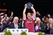 9 April 2017; Galway captain Gary O'Donnell lifts the Division 2 cup following their victory in the Allianz Football League Division 2 Final between Kildare and Galway at Croke Park in Dublin. Photo by Ramsey Cardy/Sportsfile
