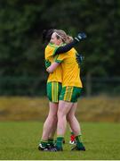 9 April 2017; Nicole McLaughlin, left, and Karen Guthrie of Donegal celebrate at the final whistle following the Lidl Ladies Football National League Division 1 Refixture match between Donegal and Mayo at St Mary's GAA Club, in Convoy, Co. Donegal. Photo by Sam Barnes/Sportsfile