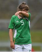 9 April 2017; A dejected Chloe Moloney of Republic of Ireland after the UEFA Women's Under 19 European Championship Elite Round match between Republic of Ireland and Finland at Markets Field, in Limerick. Photo by Eóin Noonan/Sportsfile