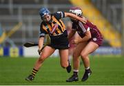 9 April 2017; Meighan Farrell of Kilkenny in action against Dervla Higgins of Galway during the Littlewoods National Camogie League semi-final match between Galway and Kilkenny at Semple Stadium in Thurles, Co. Tipperary. Photo by David Fitzgerald/Sportsfile