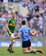 9 April 2017; Diarmuid Connolly, 12, of Dublin after being fouled by Gavin Crowley of Kerry during the Allianz Football League Division 1 Final between Dublin and Kerry at Croke Park in Dublin. Photo by Ramsey Cardy/Sportsfile