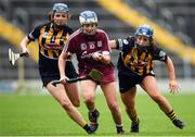 9 April 2017; Ailish O'Reilly of Galway in action against Claire Phelan, left, and Meighan Farrell of Kilkenny during the Littlewoods National Camogie League semi-final match between Galway and Kilkenny at Semple Stadium in Thurles, Co. Tipperary. Photo by David Fitzgerald/Sportsfile