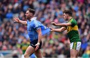 9 April 2017; Philly McMahon of Dublin has his jersey pulled by Jack Savage of Kerry during the Allianz Football League Division 1 Final between Dublin and Kerry at Croke Park in Dublin. Photo by Ramsey Cardy/Sportsfile