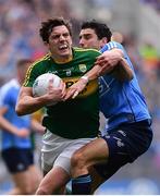 9 April 2017; David Moran of Kerry is tackled by Bernard Brogan of Dublin during the Allianz Football League Division 1 Final between Dublin and Kerry at Croke Park in Dublin. Photo by Ramsey Cardy/Sportsfile