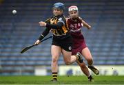 9 April 2017; Emma Kavanagh of Kilkenny in action against Niamh Hanniffy of Galway during the Littlewoods National Camogie League semi-final match between Galway and Kilkenny at Semple Stadium in Thurles, Co. Tipperary. Photo by David Fitzgerald/Sportsfile