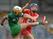 9 April 2017; Karen O'Leary of Limerick in action against Orla Cronin of Cork during the Littlewoods National Camogie League semi-final match between Cork and Limerick at Pairc Ui Rinn, in Cork. Photo by Matt Browne/Sportsfile