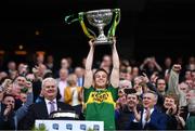 9 April 2017; Kerry captain Fionn Fitzgerald lifts the Division 1 cup following their victory in the Allianz Football League Division 1 Final between Dublin and Kerry at Croke Park in Dublin. Photo by Ramsey Cardy/Sportsfile