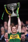 9 April 2017; Kerry captain Fionn Fitzgerald lifts the cup following the Allianz Football League Division 1 Final match between Dublin and Kerry at Croke Park in Dublin. Photo by Stephen McCarthy/Sportsfile