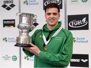 9 April 2017; Calum Bain with the trophy after winning the Men's 50m Freestyle during the 2017 Irish Open Swimming Championships at the National Aquatic Centre in Dublin. Photo by Seb Daly/Sportsfile