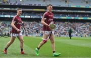9 April 2017; Galway's Eamonn Brannigan, left, and Shane Walsh with the cup following their victory in the Allianz Football League Division 2 Final between Kildare and Galway at Croke Park in Dublin. Photo by Ramsey Cardy/Sportsfile