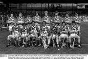 1 September 1985; The Offaly team. Back row, from left, Pat Fleury, Joachim Kelly, Tom Conneelly, Eugene Coughlan, Pat Delaney, Joe Dooley, Padraig Horan, Aidan Fogarty. Front row, from left, Danny Owens, Brendan Bermingham, Pat Cleary, Ger Coughlan, Jim Troy, Mark Corrigan and Paddy Corrigan. All Ireland Senior Hurling Championship Final, Offaly v Galway, Croke Park, Dublin. Picture credit; Connolly Collection / SPORTSFILE