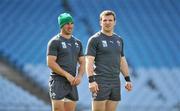 27 September 2011; Ireland centres Paddy Wallace and Gordon D'Arcy during squad training ahead of their 2011 Rugby World Cup, Pool C, game against Italy on Sunday. Ireland Rugby Squad Training, Carisbrook Stadium, Dunedin, New Zealand. Picture credit: Brendan Moran / SPORTSFILE