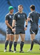27 September 2011; Ireland players Paddy Wallace, left, Gordon D'Arcy and Jonathan Sexton during squad training ahead of their 2011 Rugby World Cup, Pool C, game against Italy on Sunday. Ireland Rugby Squad Training, Carisbrook Stadium, Dunedin, New Zealand. Picture credit: Brendan Moran / SPORTSFILE