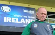 27 September 2011; Ireland head coach Declan Kidney walks out of the drssingrooms before squad training ahead of their 2011 Rugby World Cup, Pool C, game against Italy on Sunday. Ireland Rugby Squad Training, Carisbrook Stadium, Dunedin, New Zealand. Picture credit: Brendan Moran / SPORTSFILE