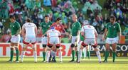 25 September 2011; Referee Craig Joubert speaks to both the Ireland and Russian forwards before a lineout. 2011 Rugby World Cup, Pool C, Ireland v Russia, Rotorua International Stadium, Rotorua, New Zealand. Picture credit: Brendan Moran / SPORTSFILE