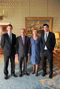 27 September 2011; Dublin's Kevin Nolan and Michael Darragh MacAuley with President Mary McAleese and her husband Senator Martin McAleese during the All-Ireland Football Champions visit to Áras an Uachtaráin, Phoenix Park, Dublin. Picture credit: Ray McManus / SPORTSFILE