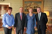 27 September 2011; Ray Boyne and his wife Maeve with President Mary McAleese and her husband Senator Martin McAleese during the All-Ireland Football Champions visit to Áras an Uachtaráin, Phoenix Park, Dublin. Picture credit: Ray McManus / SPORTSFILE