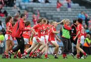 25 September 2011; Cork players celebrate after the match. TG4 All-Ireland Ladies Senior Football Championship Final, Cork v Monaghan, Croke Park, Dublin. Picture credit: Brian Lawless / SPORTSFILE