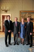 27 September 2011; Dublin's Paul Casey and his dad Michael with President Mary McAleese and her husband Senator Martin McAleese during the All-Ireland Football Champions visit to Áras an Uachtaráin, Phoenix Park, Dublin. Picture credit: Ray McManus / SPORTSFILE