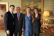 27 September 2011; Dublin's Bernard Brogan and his girlfriend Leslie Walsh with President Mary McAleese and her husband Senator Martin McAleese during the All-Ireland Football Champions visit to Áras an Uachtaráin, Phoenix Park, Dublin. Picture credit: Ray McManus / SPORTSFILE