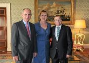 27 September 2011; Dublin assistant County Secretary Jimmy Roche with President Mary McAleese and her husband Senator Martin McAleese during the All-Ireland Football Champions visit to Áras an Uachtaráin, Phoenix Park, Dublin. Picture credit: Ray McManus / SPORTSFILE