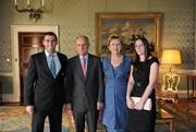 27 September 2011; Dublin's David Henry and Barbara Connolly with President Mary McAleese and her husband Senator Martin McAleese during the All-Ireland Football Champions visit to Áras an Uachtaráin, Phoenix Park, Dublin. Picture credit: Ray McManus / SPORTSFILE