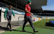28 September 2011; Ireland's Andrew Trimble and Conor Murray walk out before squad training ahead of their 2011 Rugby World Cup, Pool C, game against Italy on Sunday. Ireland Rugby Squad Training, Carisbrook Stadium, Dunedin, New Zealand. Picture credit: Brendan Moran / SPORTSFILE
