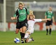28 September 2011; Laure Boulleau, Paris St Germain, in action against Julie Ann Russell, Peamount United FC. UEFA Women's Champions League Round of 32, Peamount United FC v Paris St Germain, Tallaght Stadium, Tallaght, Dublin. Picture credit: David Maher / SPORTSFILE