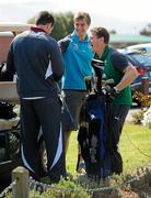 29 September 2011; Ireland's Shane Jennings, Andrew Trimble, and Brian O'Driscoll check their clubs before a round of golf on squad activity day ahead of their 2011 Rugby World Cup, Pool C, game against Italy on Sunday. Ireland Rugby Squad Activity Day, St Clair Golf Club, St Clair, Dunedin, New Zealand. Picture credit: Brendan Moran / SPORTSFILE