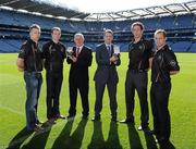 29 September 2011; Uachtarán CLG Criostóir Ó Cuana with Dave Sheeran, third from right, Managing Director of Opel Ireland, with Tipperary players, from left, Padraic Maher, Lar Corbett and Kilkenny players Michael Fennelly and Tommy Walsh, right, in attendance at the nominee announcements for the 2011 GAA GPA All-Stars sponsored by Opel. Croke Park, Dublin. Picture credit: Matt Browne / SPORTSFILE