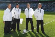 8 April 2017; Umpires, from left, Peter Case, David Case, Donal O'Keeffe and Damien Byrne before the Allianz Football League Division 3 Final match between Louth and Tipperary at Croke Park in Dublin. Photo by Ray McManus/Sportsfile
