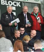 10 April 2017; FAI honorary secretary Michael Cody, left, with Minister for Transport, Tourism and Sport, Shane Ross T.D, centre, and Minister of State for Disability Issues Finian McGrath T.D, before the Women's International Friendly match between Republic of Ireland and Slovakia at Tallaght Stadium in Tallaght, Co. Dublin. Photo by David Maher/Sportsfile