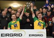 10 April 2017; Donegal joint captains Eoghan Ban Gallagher, left, and Tom McCleneghan lift the cup after the EirGrid Ulster GAA Football U21 Championship Final match between Derry and Donegal at Athletic Grounds in Armagh. Photo by Oliver McVeigh/Sportsfile