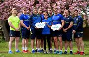 11 April 2017; Debra Ireland, as one of Leinster Rugby’s charity partners, and Leinster players, from left, James Tracy, Garry Ringrose, Josh van der Flier, Dominic Ryan, Rhys Ruddock, Jordi Murphy, Ed Byrne and Billy Dardis together with Debra fundraiser Lyndsey Campbell, were in Leinster Rugby HQ today calling on Dublin mini marathon participants to help support children with the incredibly painful skin disease EB (epidermolysis bullosa). Those that do will be in with a chance to fly on a private jet with the Leinster Rugby team for their first away game of the 2017/18 Guinness PRO12 season, courtesy of Joe Walsh Tours. The package also includes hotel accommodation and match tickets. To register and receive your Debra Ireland fundraising pack call Lyndsey at Debra Ireland on (01) 412 6924, or register online at www.debraireland.org Photo by Stephen McCarthy/Sportsfile