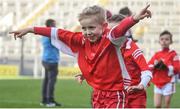11 April 2017; Ethan Higmot, representing St Bride's GAA Club, Co. Louth, celebrate after their match against Shankill GAA Club, Co. Dublin during the The Go Games Provincial Days in partnership with Littlewoods Ireland Day 2 at Croke Park in Dublin. Photo by Cody Glenn/Sportsfile