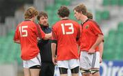 28 September 2011; Munster 'A' Schools head coach Eoin Cahill speaks to his players during a break in play. Nivea for Men Under 18 Schools Interprovincial, Leinster 'A' Schools v Munster 'A' Schools, Musgrave Park, Cork. Picture credit: Diarmuid Greene / SPORTSFILE