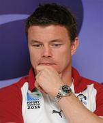 30 September 2011; Ireland captain Brian O'Driscoll during a press conference ahead of their 2011 Rugby World Cup, Pool C, game against Italy on Sunday. Ireland Rugby Press Conference, Scenic Hotel, Dunedin, New Zealand. Picture credit: Brendan Moran / SPORTSFILE