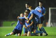 30 September 2011; Paul O'Connor, UCD, celebrates with his team-mates after scoring his side's second goal. Airtricity League Premier Division, UCD v Dundalk, The UCD Bowl, Belfield, Dublin. Picture credit: Barry Cregg / SPORTSFILE