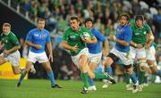 2 October 2011; Tommy Bowe, Ireland, races through the Italian defence. 2011 Rugby World Cup, Pool C, Ireland v Italy, Otago Stadium, Dunedin, New Zealand. Picture credit: Brendan Moran / SPORTSFILE