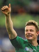 2 October 2011; Ireland captain Brian O'Driscoll gives the thumbs up after the game. 2011 Rugby World Cup, Pool C, Ireland v Italy, Otago Stadium, Dunedin, New Zealand. Picture credit: Brendan Moran / SPORTSFILE