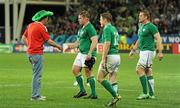 2 October 2011; An Ireland supporter congratulates Ireland prop Mike Ross on the pitch at the end of the game. 2011 Rugby World Cup, Pool C, Ireland v Italy, Otago Stadium, Dunedin, New Zealand. Picture credit: Brendan Moran / SPORTSFILE