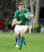 2 October 2011; Ireland's Brian O' Driscoll on his way to scoring his side's first try. 2011 Rugby World Cup, Pool C, Ireland v Italy, Otago Stadium, Dunedin, New Zealand. Picture credit: Tim Clayton / SPORTSFILE